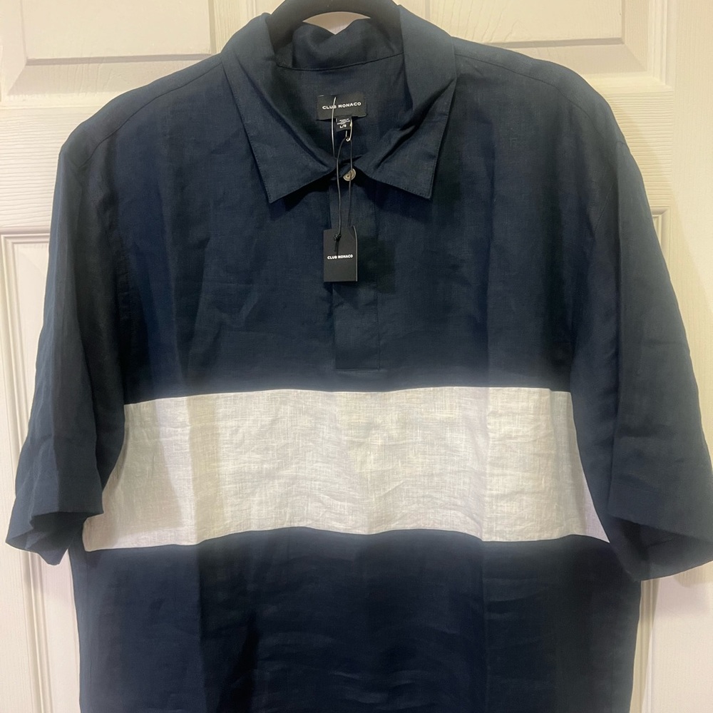 Club Monaco men’s XL Lenin blue & white shirt